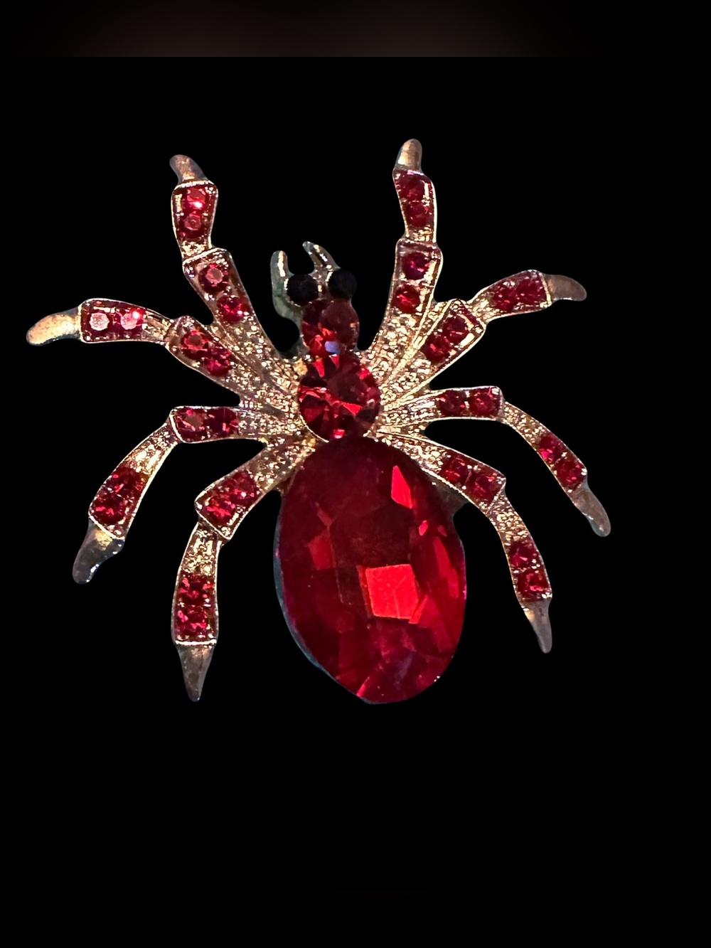 Red Crystal Spider Brooch Pin - Women Jewelry